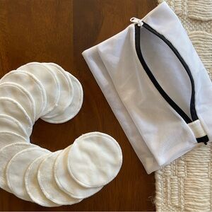 White Reusable Makeup Remover Pads with Zipper Pouch
